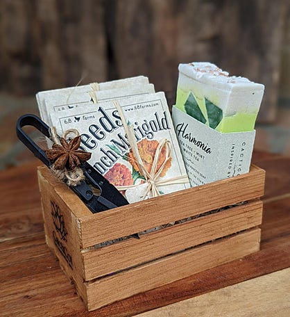 Gift Set: 9 Heirloom Seed Packets, Herb Clippers and Organic Herbal Soap